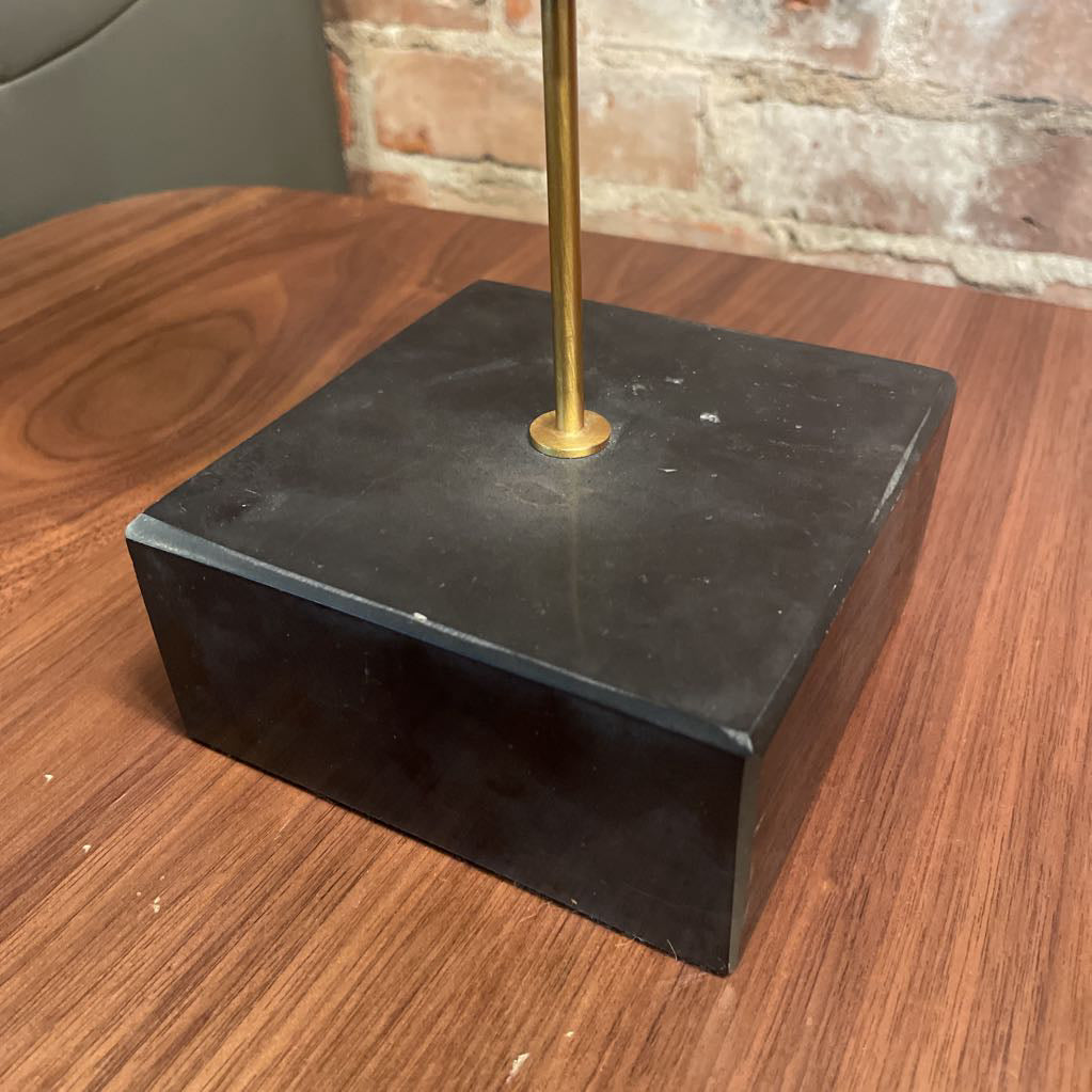 Black Modern Elliptical Sculpture on Heavy Square Black Base UNIQUE FINDS