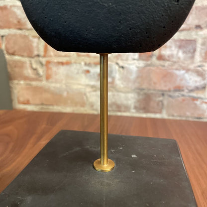 Black Modern Elliptical Sculpture on Heavy Square Black Base UNIQUE FINDS