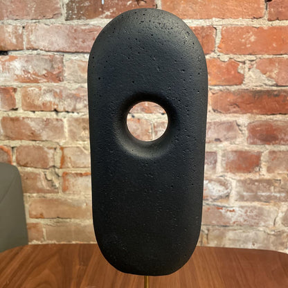 Black Modern Elliptical Sculpture on Heavy Square Black Base UNIQUE FINDS
