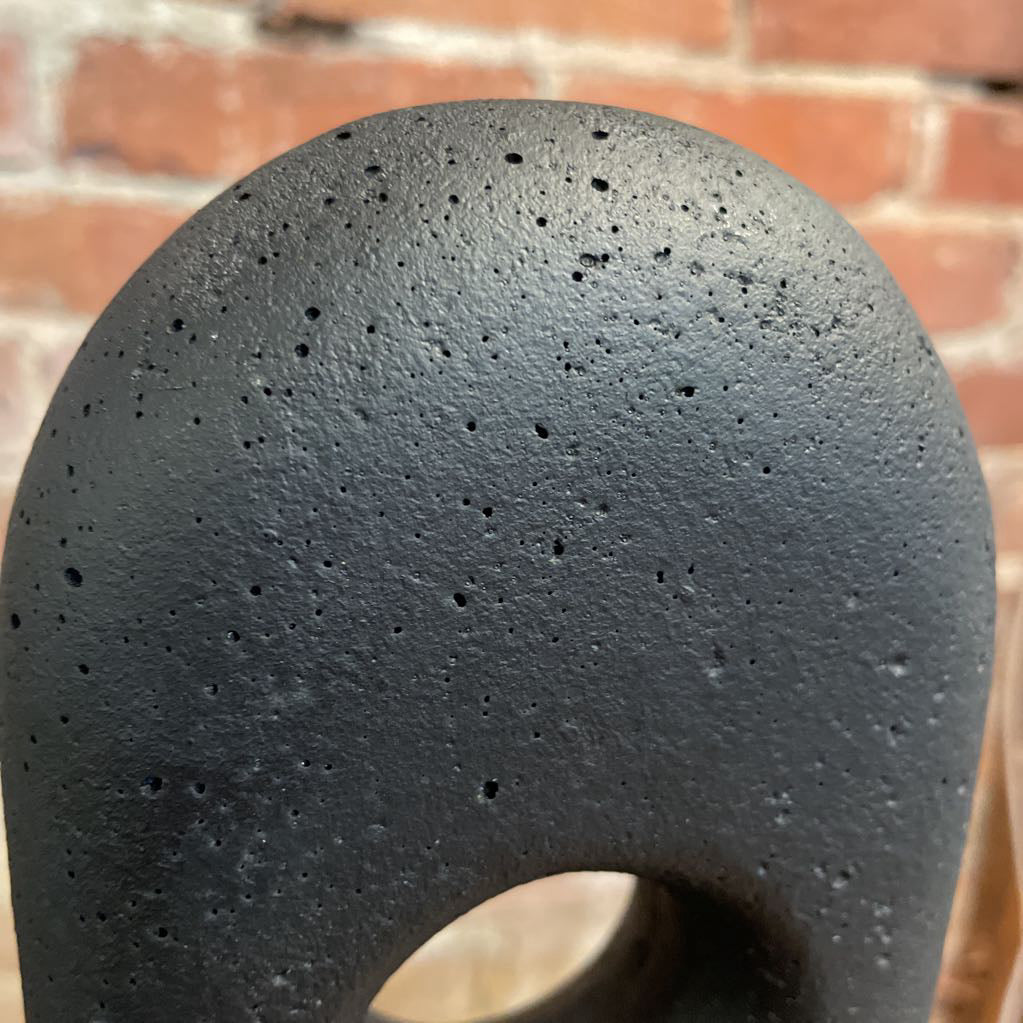 Black Modern Elliptical Sculpture on Heavy Square Black Base UNIQUE FINDS