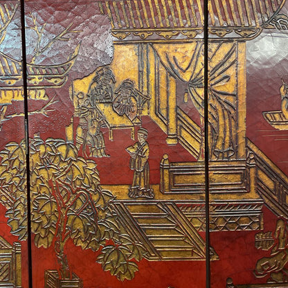 Burgundy Asian 8 Panel Tall Screen C SCREENS