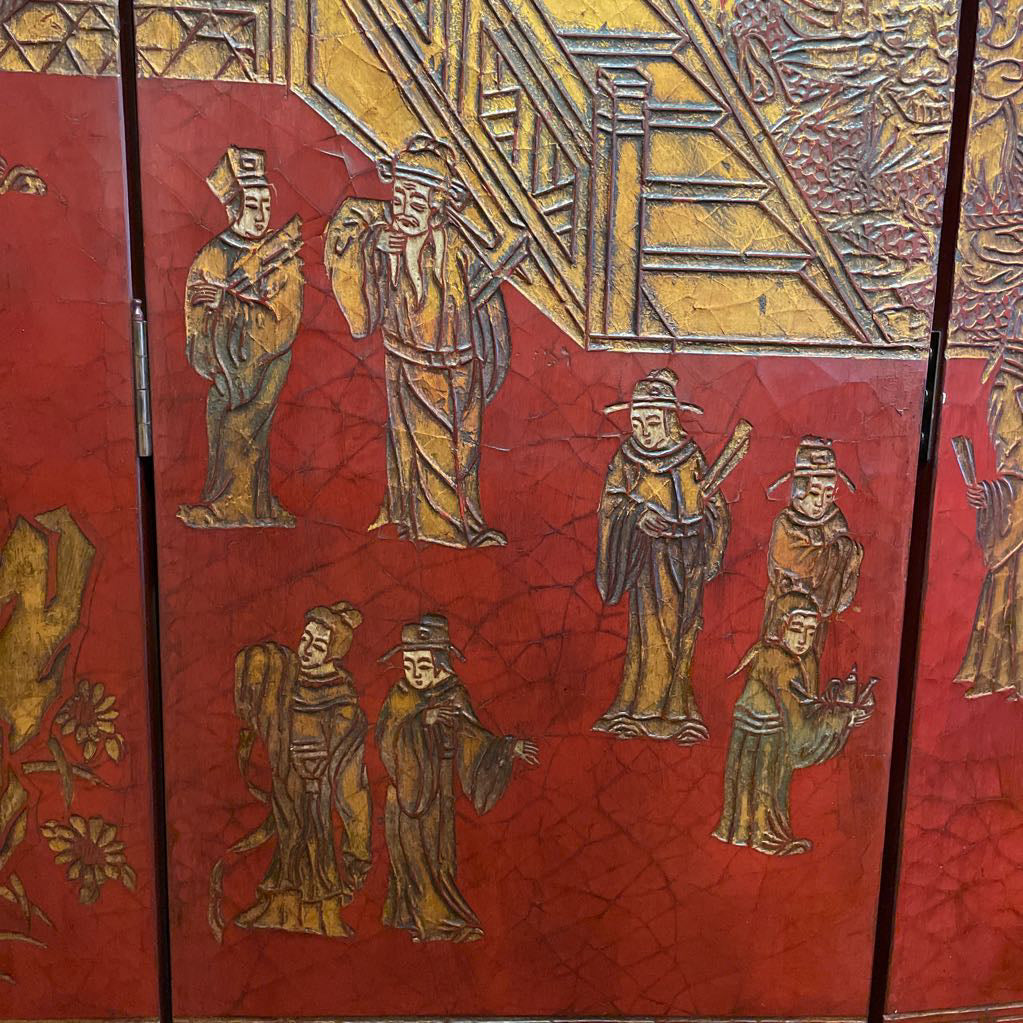 Burgundy Asian 8 Panel Tall Screen C SCREENS