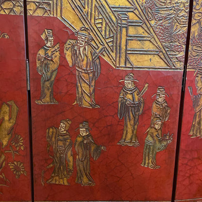 Burgundy Asian 8 Panel Tall Screen C SCREENS