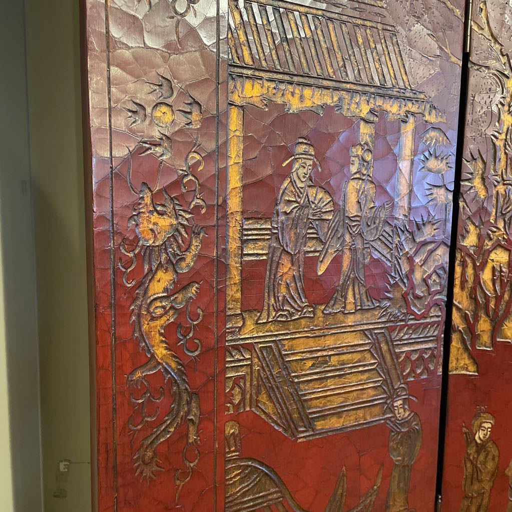 Burgundy Asian 8 Panel Tall Screen C SCREENS