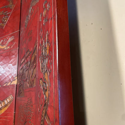 Burgundy Asian 8 Panel Tall Screen C SCREENS