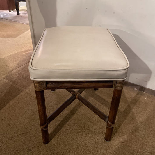 Bamboo White Leather Stool C STOOLS