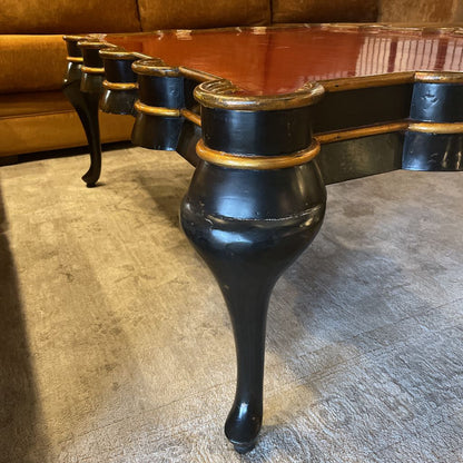 Red & Gold Chinoiserie Style Pie Crust Edge Coffee Table C COFFEE TABLES