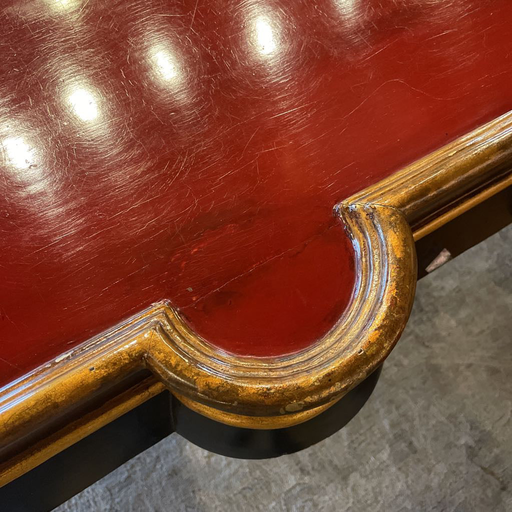 Red & Gold Chinoiserie Style Pie Crust Edge Coffee Table C COFFEE TABLES