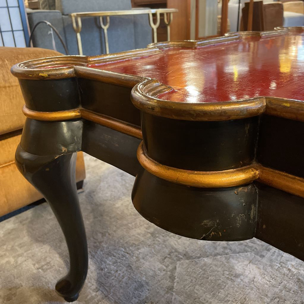 Red & Gold Chinoiserie Style Pie Crust Edge Coffee Table C COFFEE TABLES