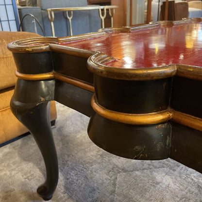Red & Gold Chinoiserie Style Pie Crust Edge Coffee Table C COFFEE TABLES