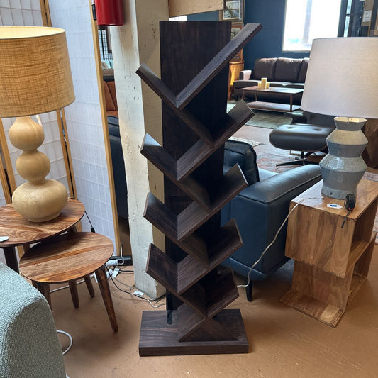 Geometric Dark Wood Shelf C BOOKSHELVES