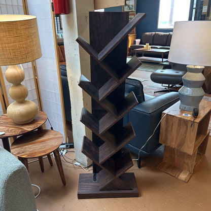 Geometric Dark Wood Shelf C BOOKSHELVES