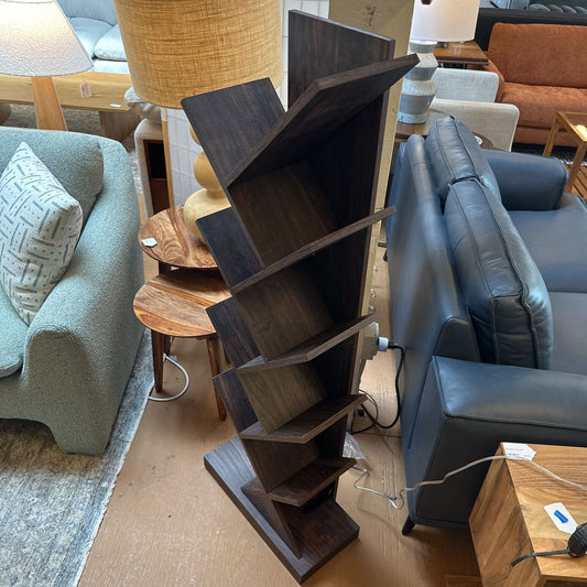 Geometric Dark Wood Shelf C BOOKSHELVES