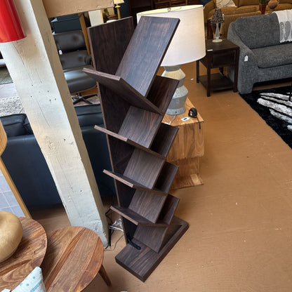 Geometric Dark Wood Shelf C BOOKSHELVES