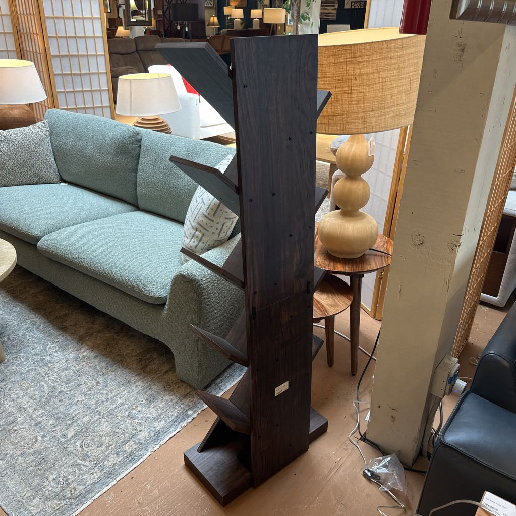 Geometric Dark Wood Shelf C BOOKSHELVES