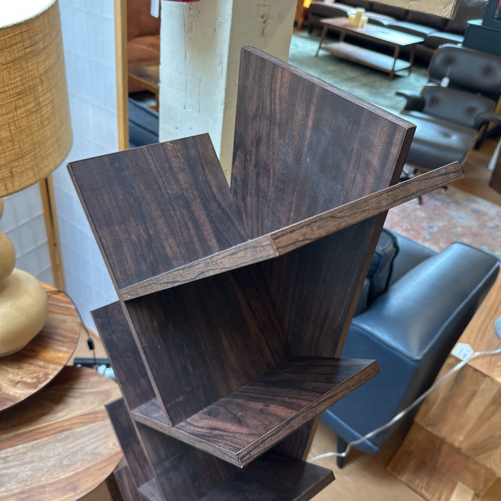 Geometric Dark Wood Shelf C BOOKSHELVES