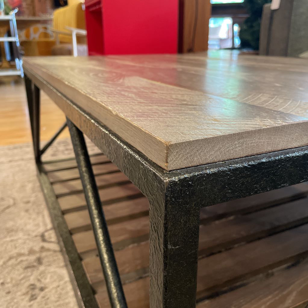 ETHAN ALLEN Industrial Metal + Wood Coffee Table C COFFEE TABLES
