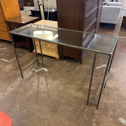 Glass Top Antique Style Console Table C CONSOLE TABLES