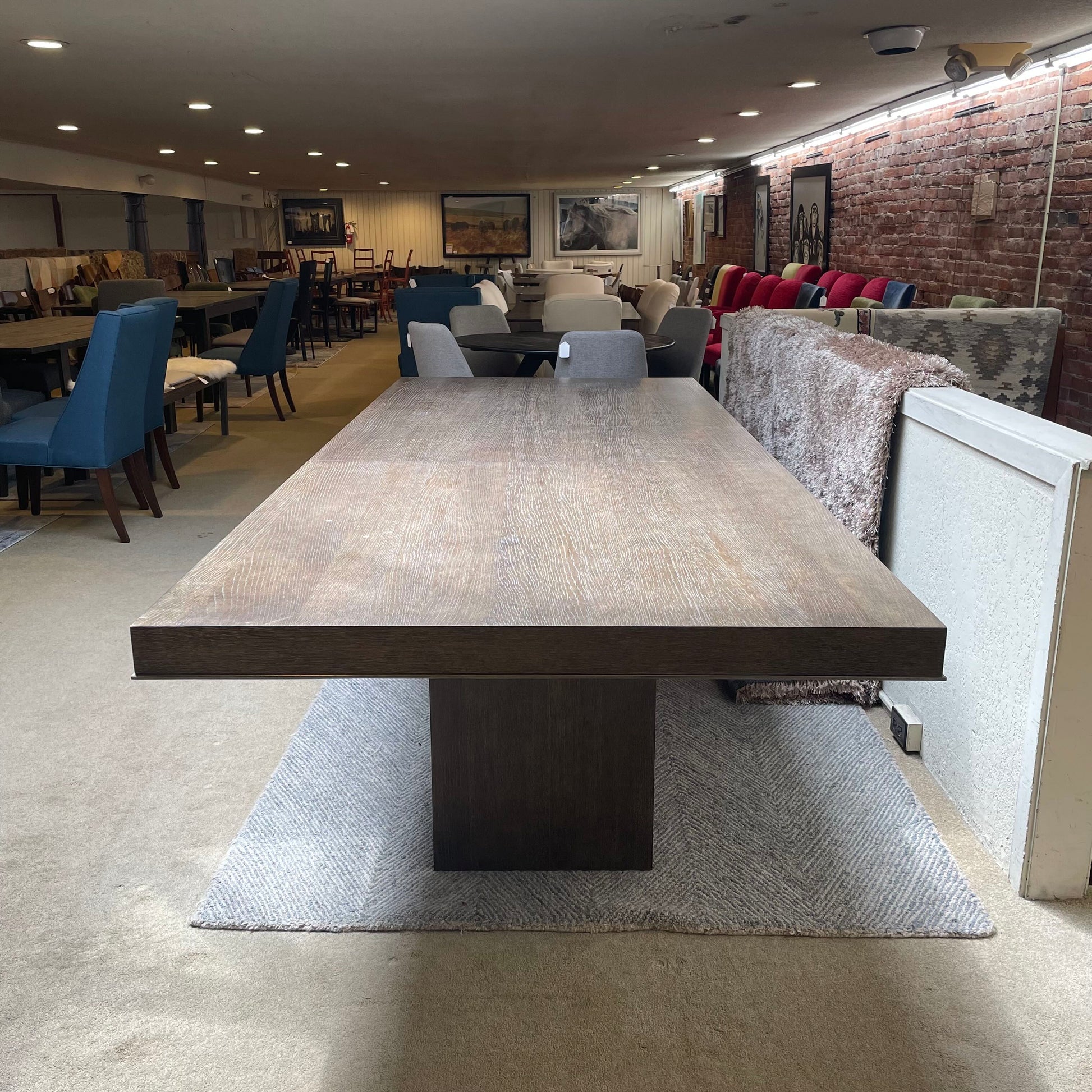 Bernhardt Dark Wood Column Leg Expanding Dining Table C DINING TABLES