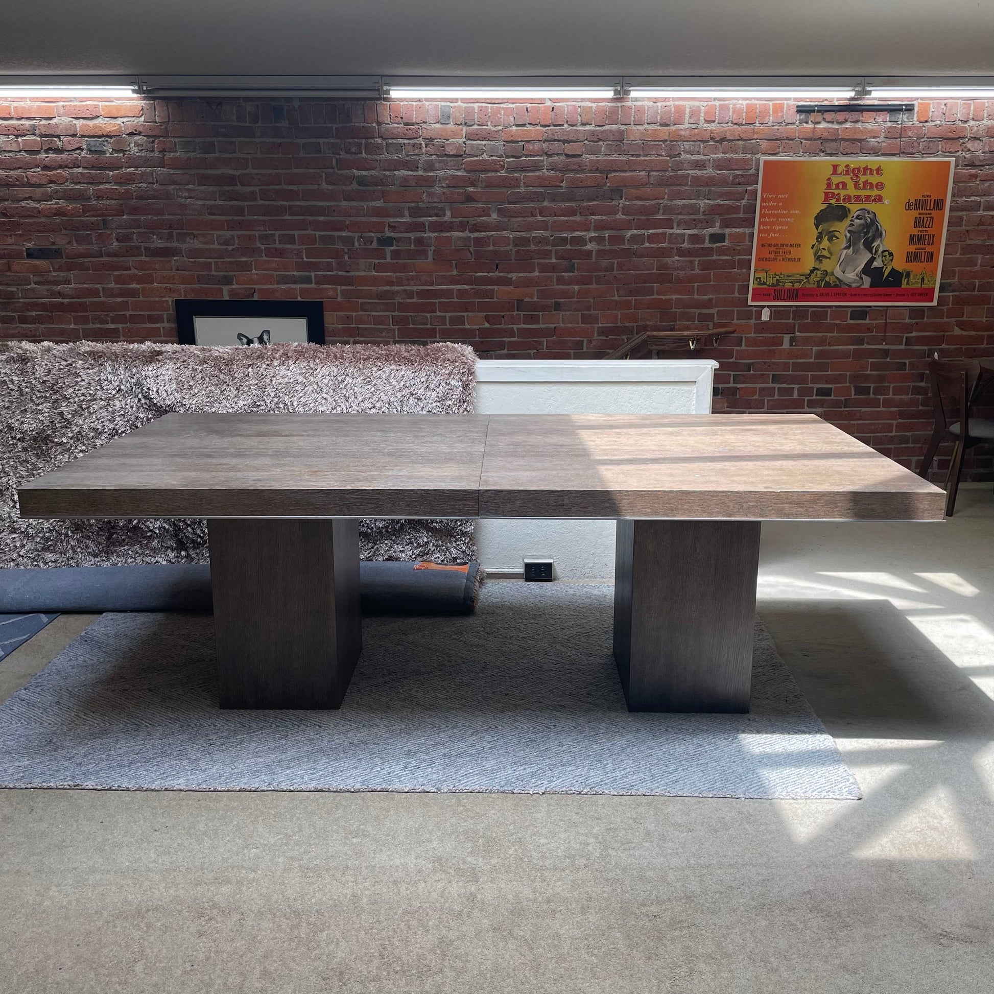 Bernhardt Dark Wood Column Leg Expanding Dining Table C DINING TABLES