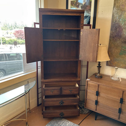 Vintage Tall Oak Spanish Hutch w/ Drawers C CABINETS