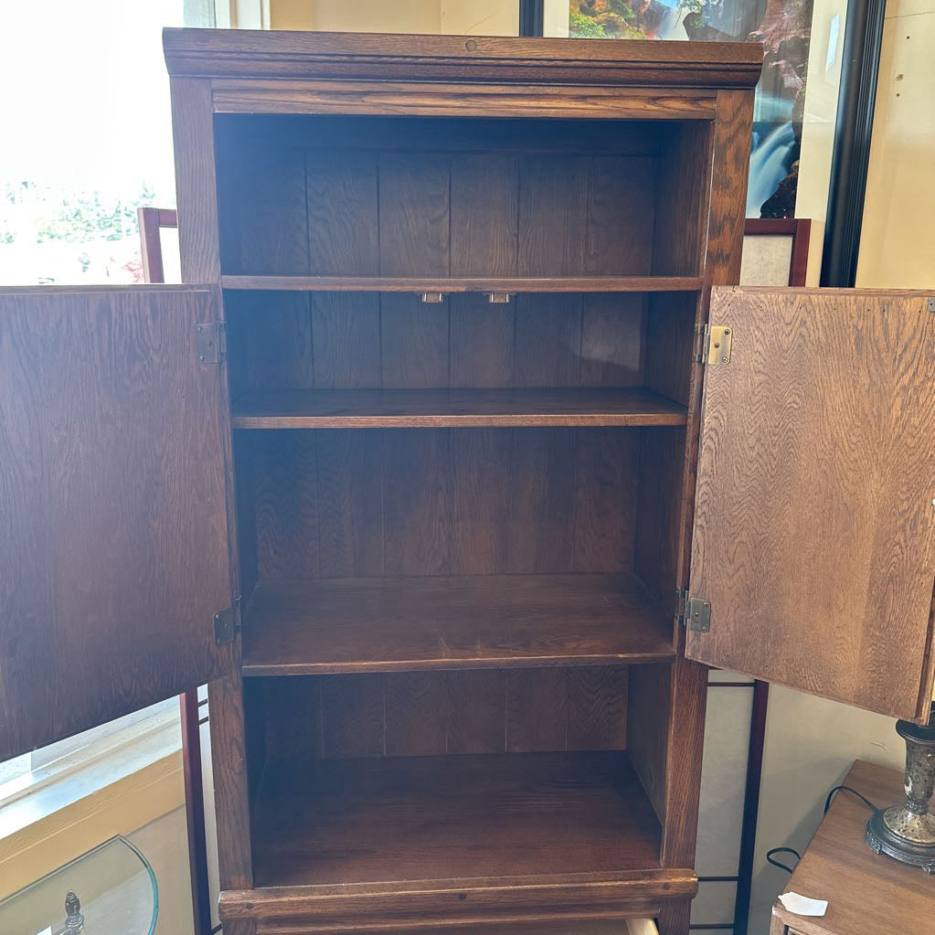Vintage Tall Oak Spanish Hutch w/ Drawers C CABINETS