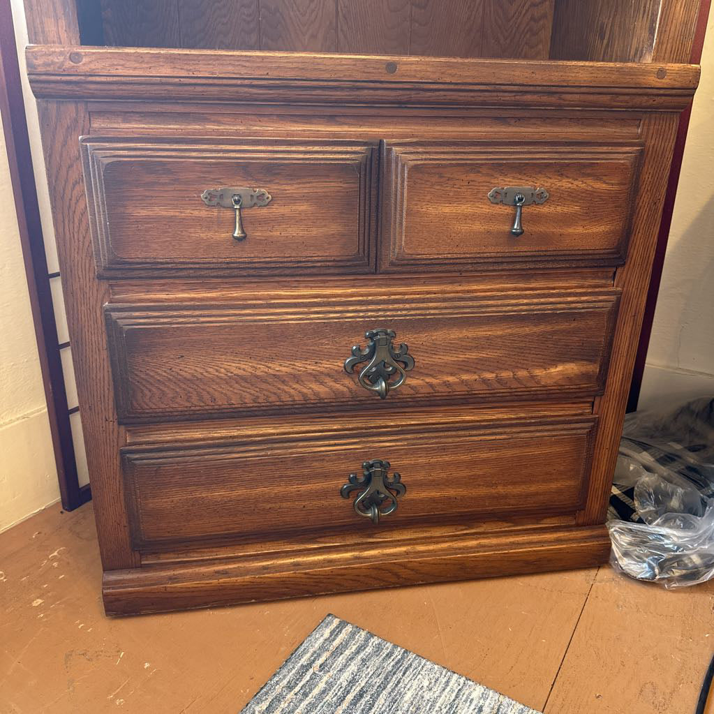 Vintage Tall Oak Spanish Hutch w/ Drawers C CABINETS