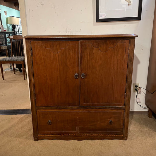 Two Door Vintage Wooden 4 Drawer Cabinet w/ Metal Pull Rings C CABINETS