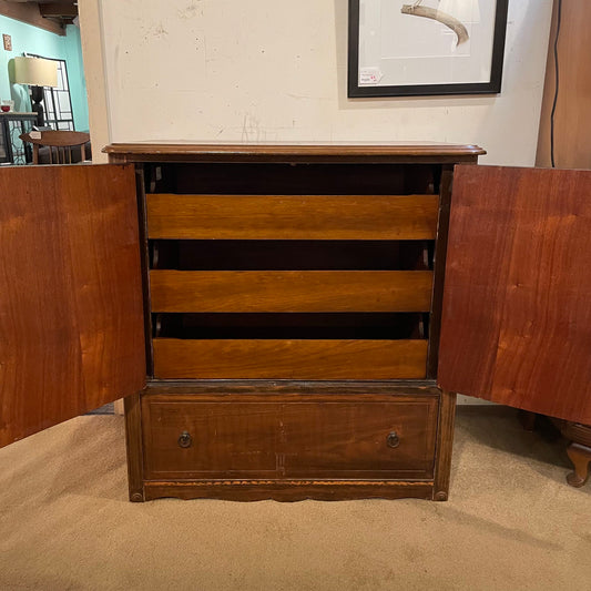 Two Door Vintage Wooden 4 Drawer Cabinet w/ Metal Pull Rings C CABINETS
