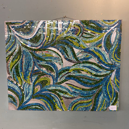 Greens & Blues Swooshes Glass Mosaic Art ART