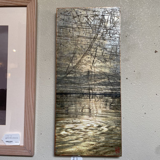"Intuition" by Kathy Hastings Encaustic on Wood Pond Scene ART