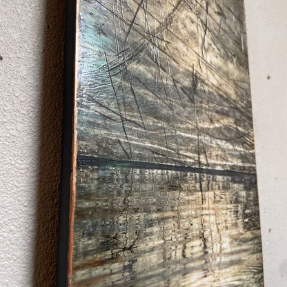 "Intuition" by Kathy Hastings Encaustic on Wood Pond Scene