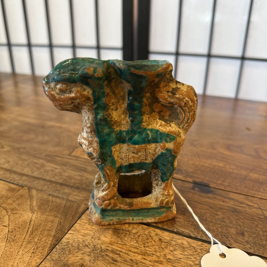 Pair Of Antique Foo Dog Incense Pottery SMALLS