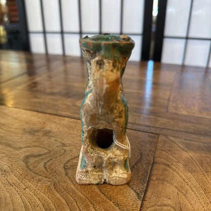 Pair Of Antique Foo Dog Incense Pottery SMALLS