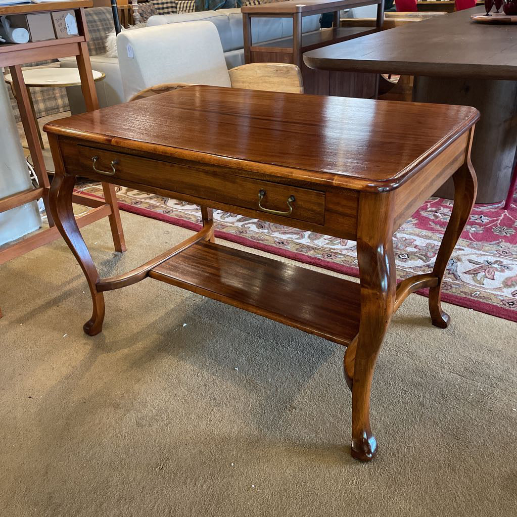 Cabriole Leg Brass Hardware Large Wooden Entry Table C CONSOLE TABLES
