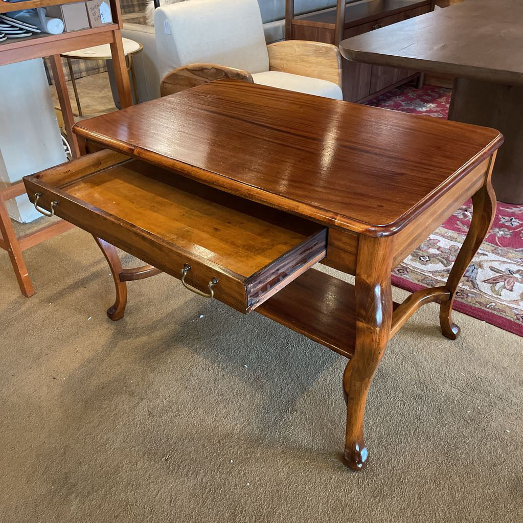 Cabriole Leg Brass Hardware Large Wooden Entry Table C CONSOLE TABLES