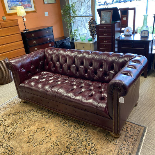 Studio Size Burgundy Chesterfield Sofa (AS IS) U SOFAS