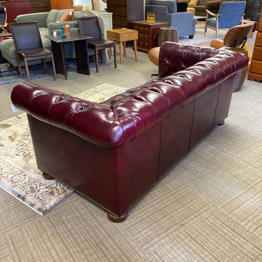 Studio Size Burgundy Chesterfield Sofa (AS IS) U SOFAS