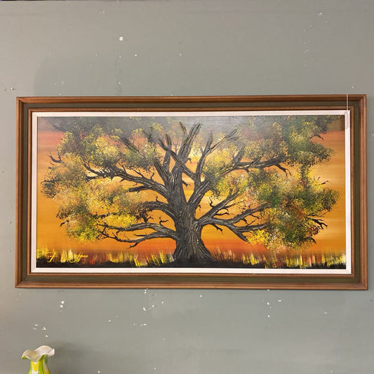Kitchy 70's Large Tree Painting ART