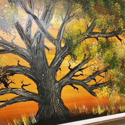 Kitchy 70's Large Tree Painting ART