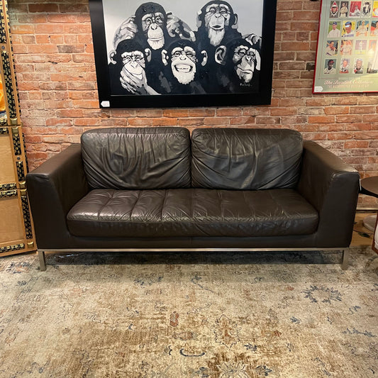 Italsofa Metal Frame Dark Leather Sofa U SOFAS