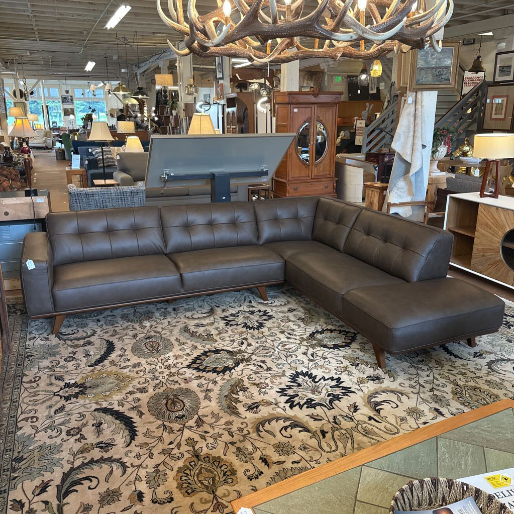 Odense Chocolate Leather RAF Sectional U SECTIONALS RAF