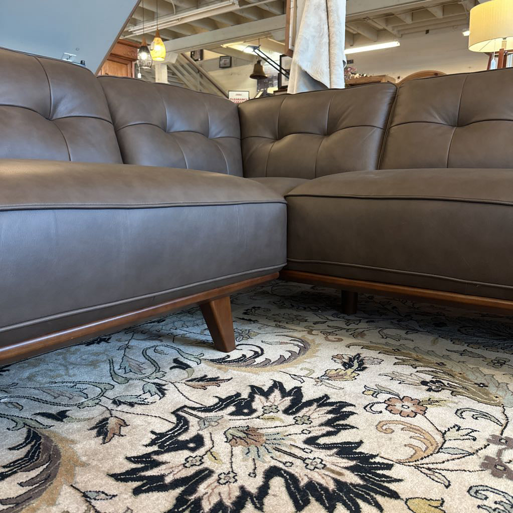 Odense Chocolate Leather RAF Sectional U SECTIONALS RAF