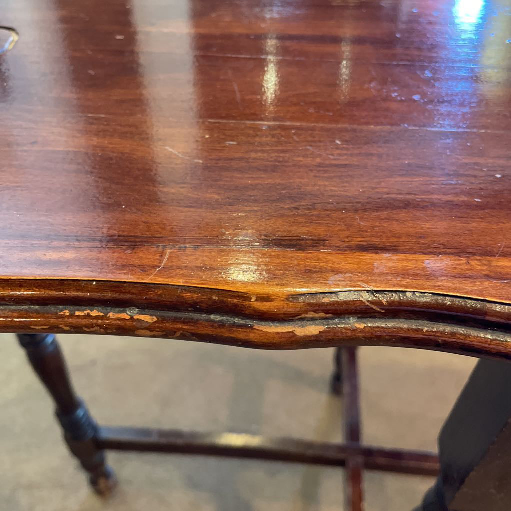 Vint. Dark Wood Turned Leg End Table C SIDE TABLES