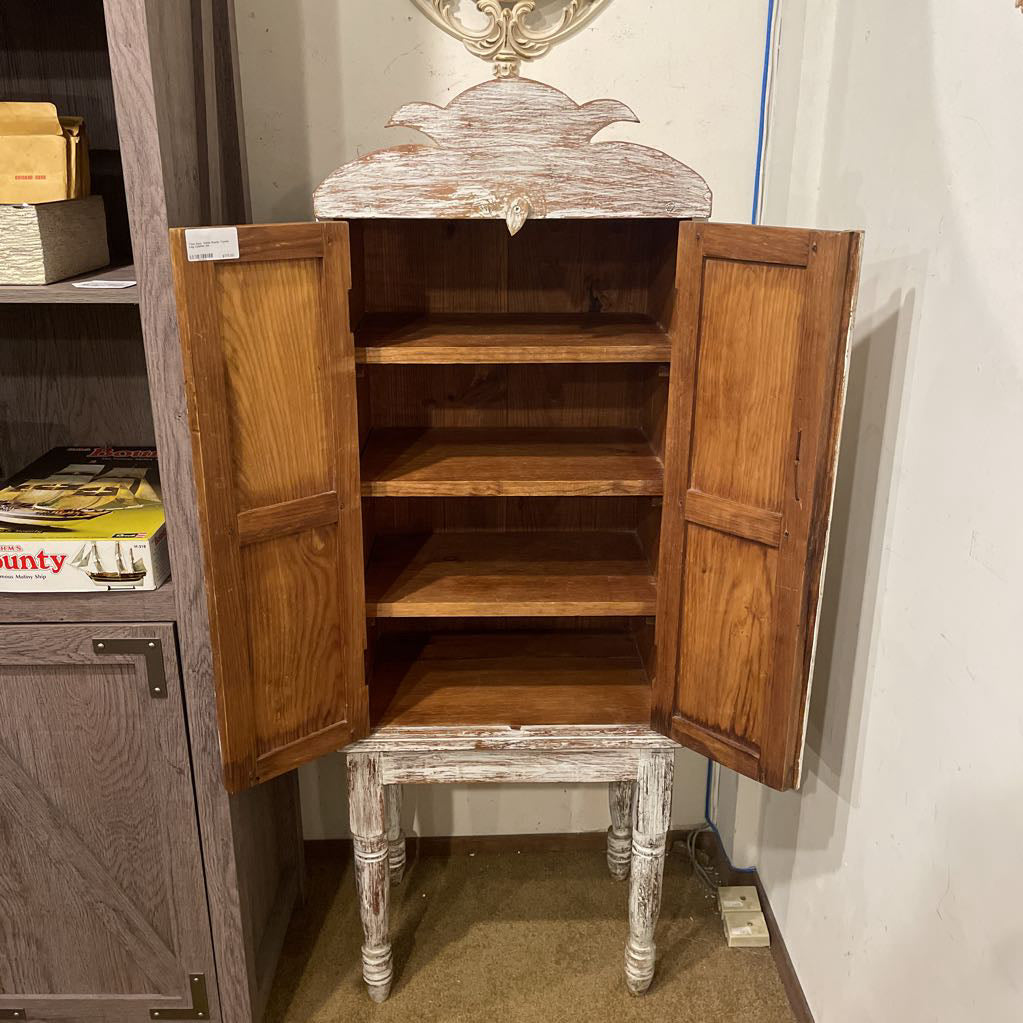 Two Door White Rustic Turned Leg Cabinet C CABINETS