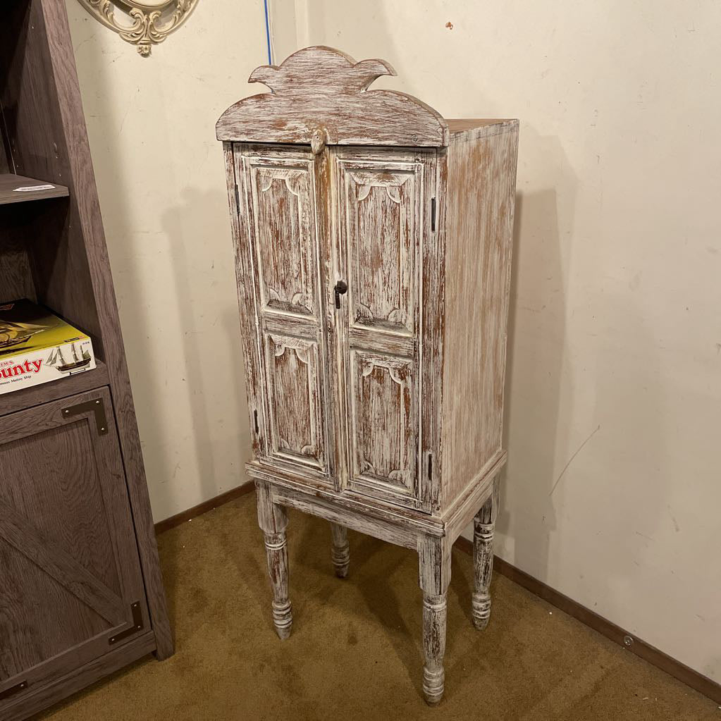 Two Door White Rustic Turned Leg Cabinet C CABINETS