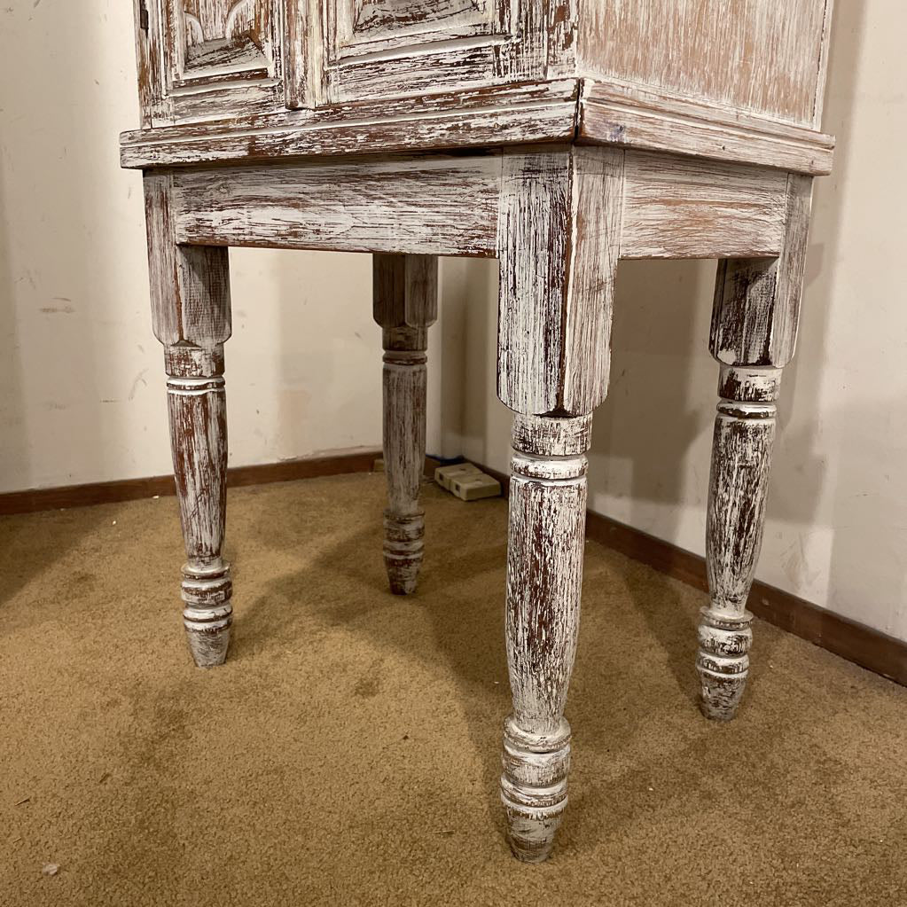 Two Door White Rustic Turned Leg Cabinet C CABINETS