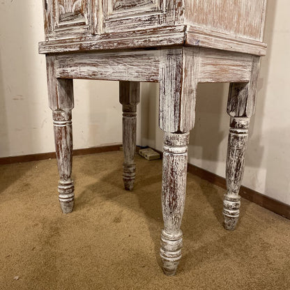 Two Door White Rustic Turned Leg Cabinet C CABINETS