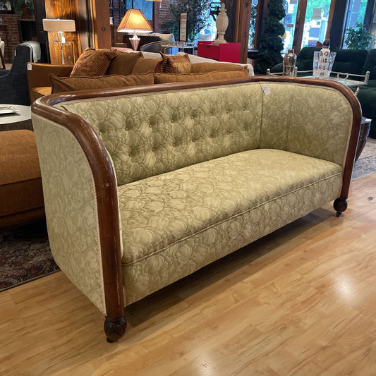 Vintage Art Deco Curved Arm Wood Frame Sofa U SOFAS
