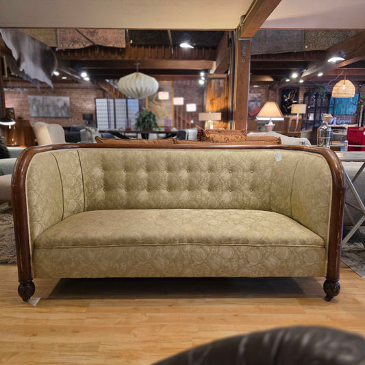 Vintage Art Deco Curved Arm Wood Frame Sofa U SOFAS